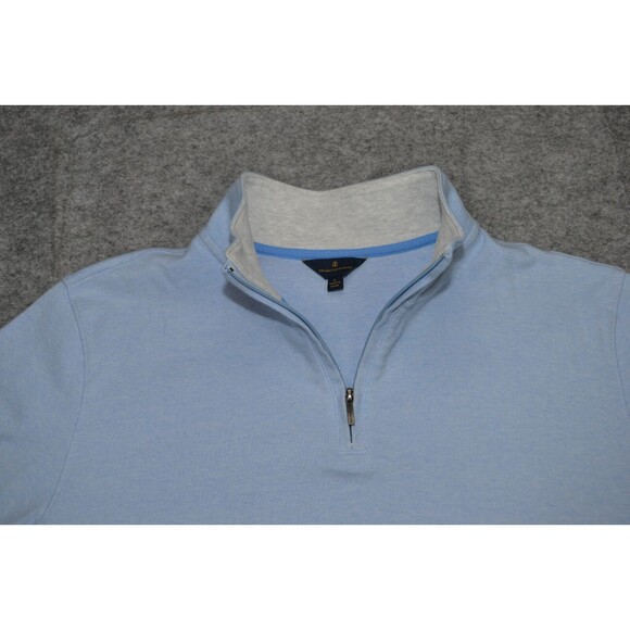 Brooks Brothers Sweater 1/4 Zip Men's Large Navy Blue Birdseye Cotton Sweatshirt - Picture 2 of 16